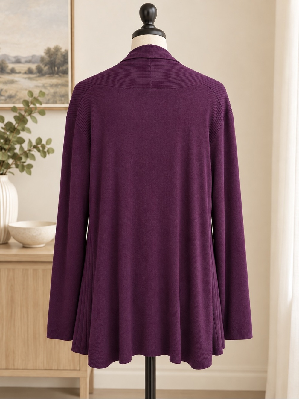 Ricki's Deep Purple Open-Front Ribbed Cardigan - Picture 2 of 5